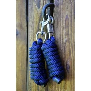 Connection trick for horses and ponies Start Hard PP rope 2m with classic carabiner hook and panic (navy blau snap) dark blue carabiner hook - uwiaz
