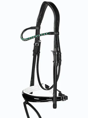 Heinick-Reitsport bridle anatomical Performance white lacquer conical RH bridle hook Warmblood Selection (Glow-Blush) - Trense