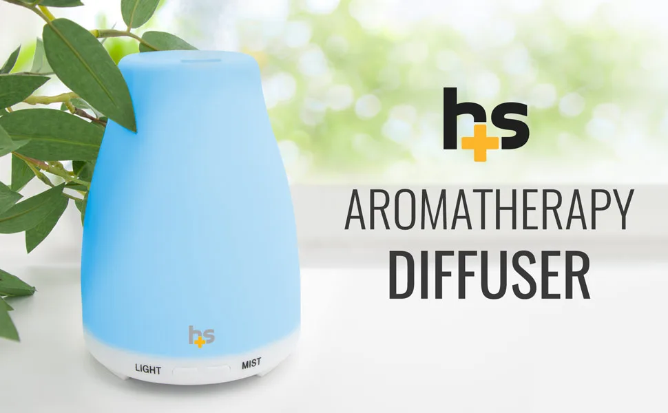 HealthSmart Essential Oil Diffuser, Cool Mist Humidifier and Aromatherapy Diffuser with 150ML Tank Ideal for Small Rooms, Adjustable Timer and Mist Mode, White Small White - HealthSmart Aromatherapy Diffuser