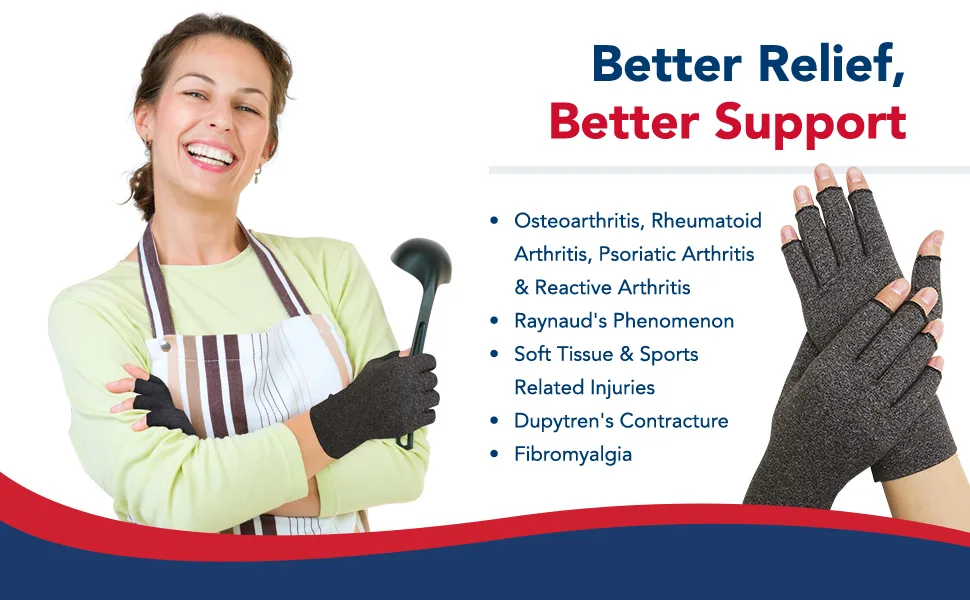 Compression Gloves for Women and Men: Arthritis Pain Relief for Hands, Daily Comfortable Wrist Support by Dr. Arthritis (Medium,2 Pairs) 2 Pair Medium - Compression Arthritis Gloves