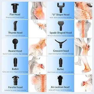 Massage Gun Deep Tissue, Percussion Muscle Massager Gun, 30 Speeds Quiet Handheld Massager for Muscle Neck Back Shoulder , LCD Touch Screen with 10 Heads (Black) - massage gun