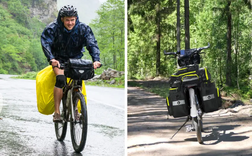PELLOR Bicycle Bag Multifunction Cycling Pannier Bag Tear-Resistant Large Luggage Bags with Rain Cover Green - Regen-Abdeckung