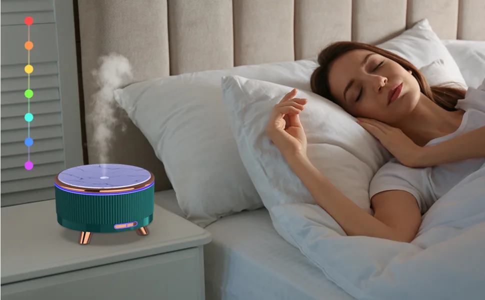 Diffusers for Essential Oils Large Room, 500ml Aromatherapy Diffuser,7 Colors Changed Green - essential oil diffuser with night light