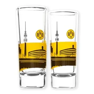 Borussia Dortmund BVB insulated bottle 0.5L bundle with lunch box 2 pieces - BVB Schnapsglas Skyline (2 Stück)