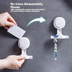 Goovafur Razor holder hanger hook shower rasier hanger-wall-mounted razor holder with suction cup for hat luffa coat razor - Einfache Montage