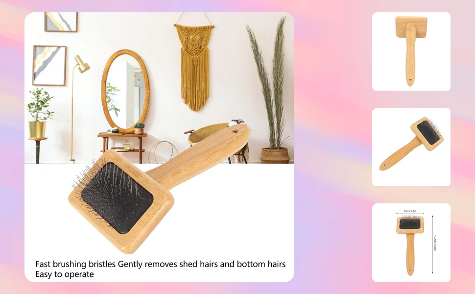 Macrame Comb More Beautiful Brush Soft Curves. Fast Brushing. Fine Polished Bamboo for Tapestries (L) - 1210230030912
