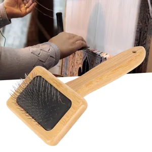Macrame Comb More Beautiful Brush Soft Curves. Fast Brushing. Fine Polished Bamboo for Tapestries (L) - B0C8GNTGYX