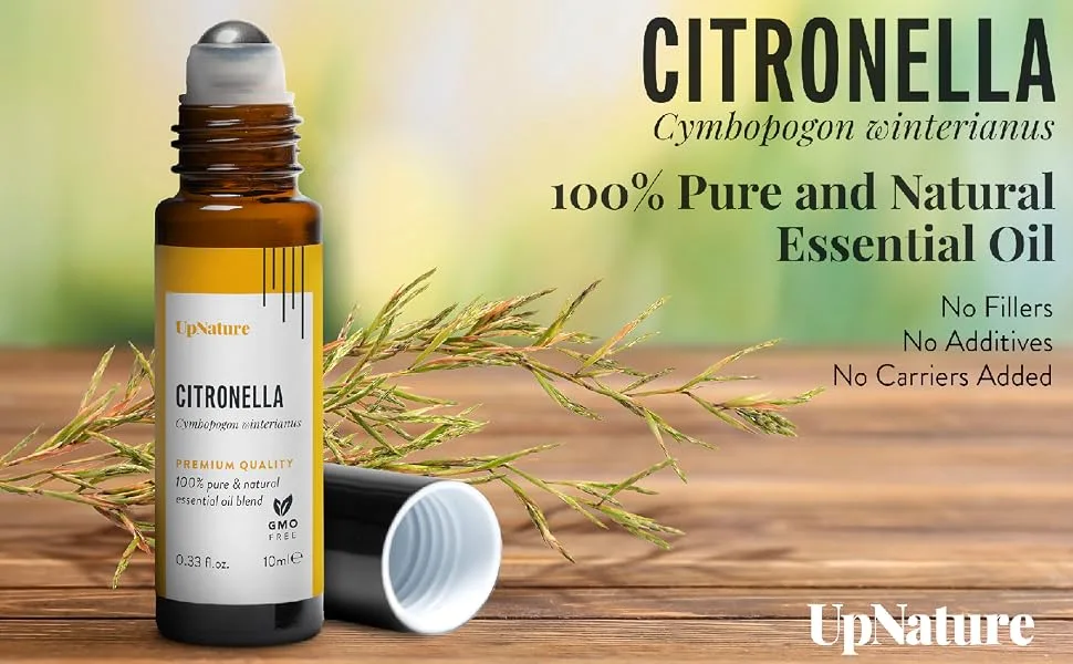 Citronella Essential Oil Roll-On – Boost Your Mood, Stay Safe from Bugs - Pre-Diluted, Aromatherapy, Therapeutic Grade – Perfect Stocking Stuffer! (10ml/.33) - UpNature
