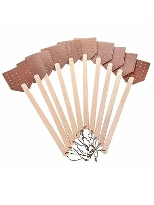 SIDCO fly swatter leather 3 x fly killer eco leather strap wooden swatter XXL swatter 3 pieces - Fliegenklatsche