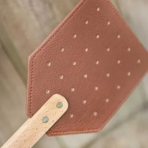 SIDCO fly swatter leather 3 x fly killer eco leather strap wooden swatter XXL swatter 3 pieces - Fliegenklatsche