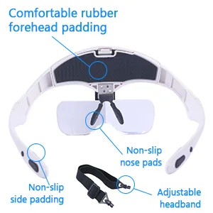 Magnifying Glasses with Light for Close Work, Rechargeable Magnifier Glasses, Interchangeable Lenses 1.0X 1.5X 2.0X 2.5X 3.5X for Reading, Arts and Crafts, Hobby headband magnifying glasses with case - head magnifier with light head magnifier glasses head magnifier with light professional hands free
