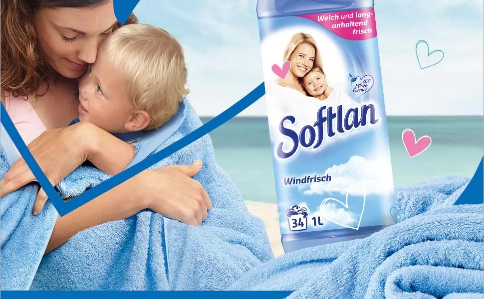 Softlan fabric softener Windfrisch 12 x 1l - for soft laundry and a long-lasting fresh scent Windfrisch 12 x 1 L - Softlan, Weichspüler, Softlan Weichspüler