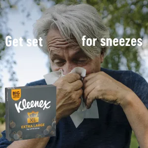 Kleenex Extra Large Facial Tissues 100% Recyclable Packaging 16 Standard Tissue Boxes (1440 Tissues) White 1440 pieces (1 pack) - kleenex