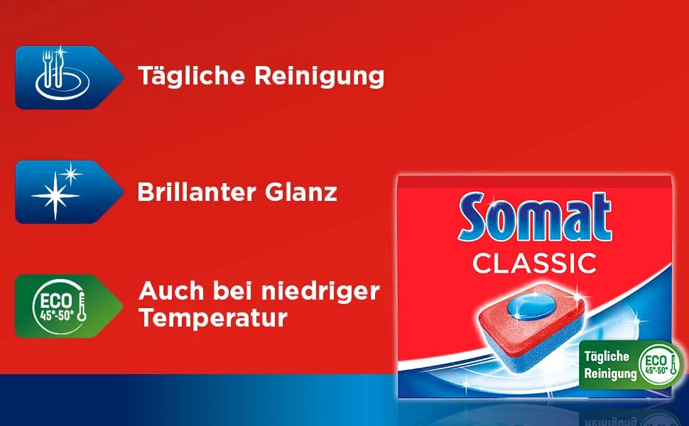 Somat Classic dishwasher tabs (2x135 tabs) dishwasher tabs for powerful cleaning rinsing leave bright dishes. - product information 2