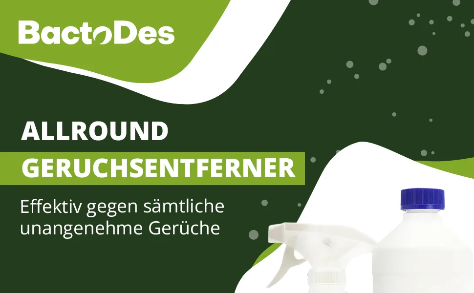 Bactodes - special odor neutralizer 6L concentrate with spray mixed bottle - universal enzyme cleaner with organic microbe effect - effective odor remover for all unpleasant smells 6 l (1 Pack) - Allround Geruchsentferner