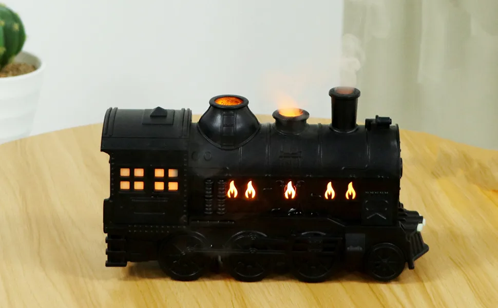 Predolo retro train diffuser for essential oils humidifier EU plug 220 V retro train essential oil diffuser humidifie with atmospheric light black - product information 1