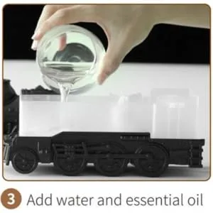 Predolo retro train diffuser for essential oils humidifier EU plug 220 V retro train essential oil diffuser humidifie with atmospheric light black - product information 5
