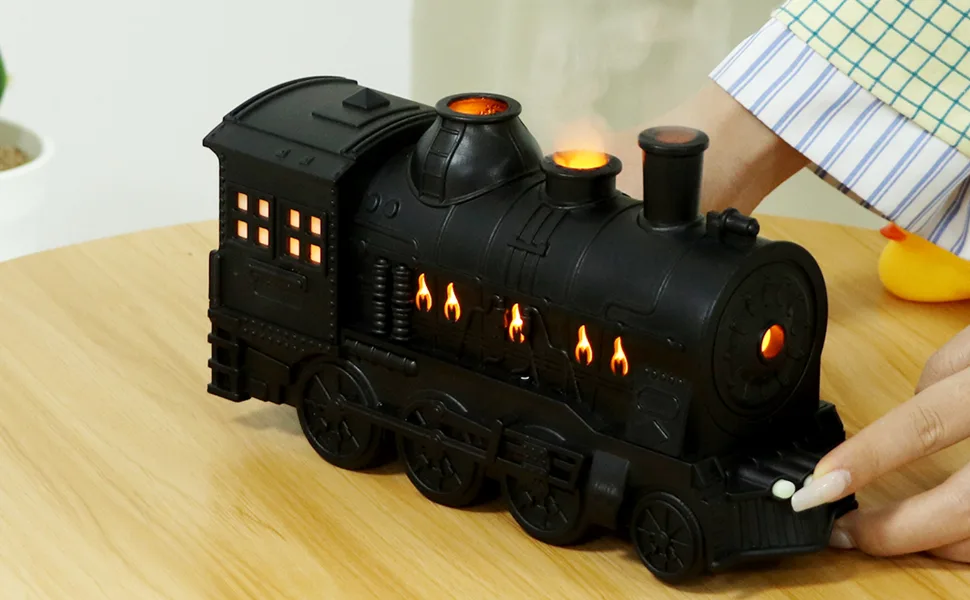 Predolo retro train diffuser for essential oils humidifier EU plug 220 V retro train essential oil diffuser humidifie with atmospheric light black - product information 7
