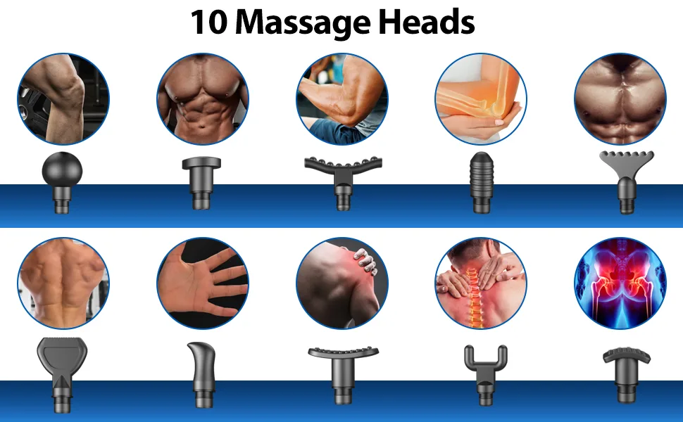 Muscle Massage Gun, Percussion Massage Gun Deep Tissue Massager for Athletes with 10 Massage Heads (EM31) Black - product information 11