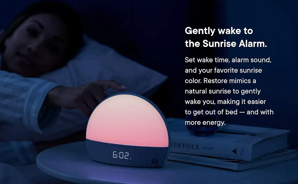 Hatch Restore - Sound Machine, Smart Light, Personal Sleep Routine, Bedside Reading Light, Wind Down Content and Sunrise Alarm Clock for Gentle Wake Up - sleep, app, sound machine, light, alarm clock, sunrise alarm