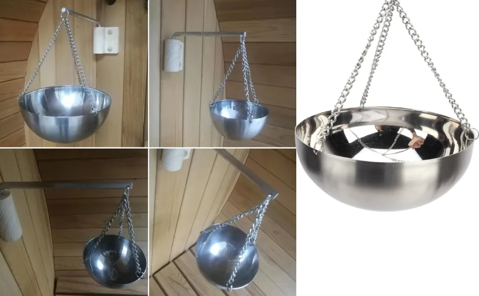 Fdit 20cm Stainless Steel Sauna Aromatherapy Bowl Essential Oil Holder Sauna Accessories Room Accessories - product information 7