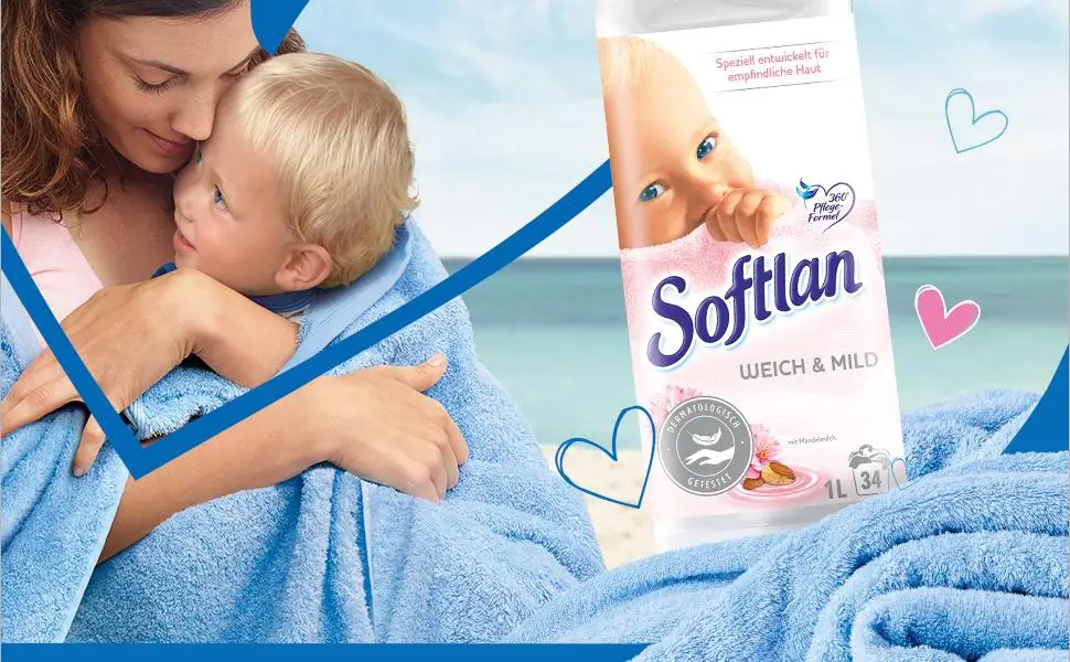 Softlan fabric softener Soft & Mild 12 x 1l for irresistibly soft laundry - Weichspüler, Softlan, Softlan Weichspüler