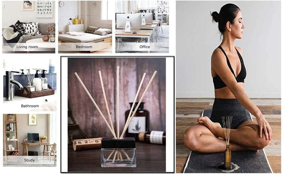 BUIFU 100 pc diffuser stick 30 * 0.3cm rattanstfen room fragrance fragrance stick light yellow aroma diffuser stick reed diffuse sticks natural diffuser sticks for essential oils in the home spa - product information 7