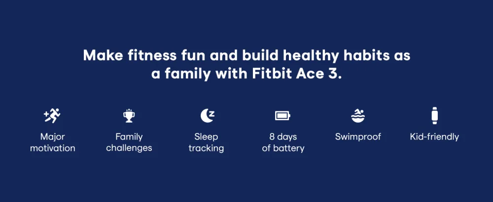 Fitbit Ace 3 Activity Tracker for Kids 6+, Blue Astro Green, One Size - Fitbit Ace 3 Features