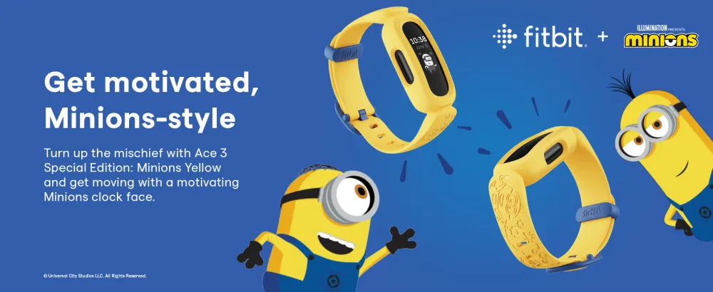 Fitbit Ace 3 Activity Tracker for Kids 6+, Blue Astro Green, One Size - Fitbit + Minions