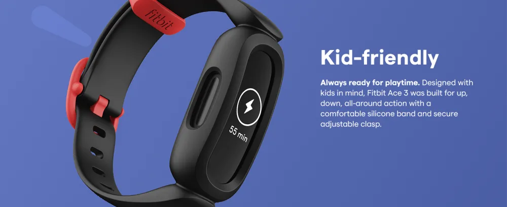 Fitbit Ace 3 Activity Tracker for Kids 6+, Blue Astro Green, One Size - Kid-Friendly