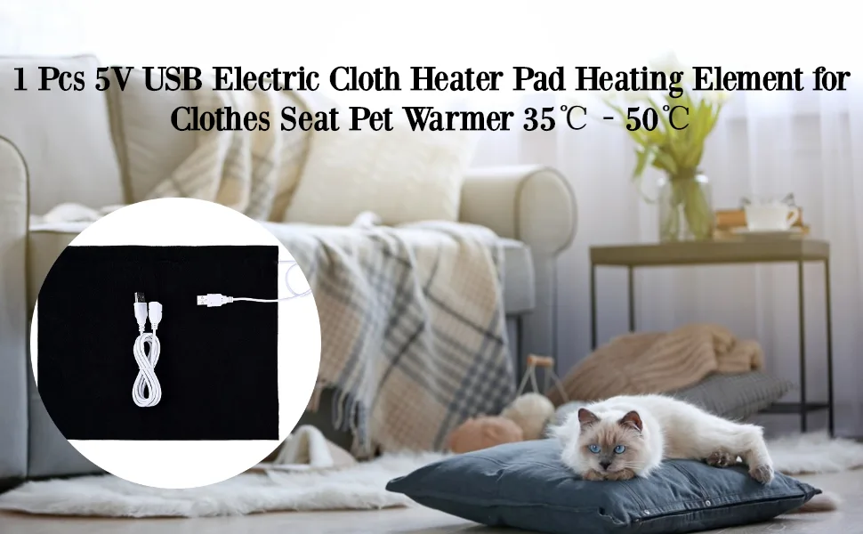 Walfront 5V USB Electric Heating Pad for Seat of Clothes Pets Pets Bed Warmer - Almohadilla de calefacción