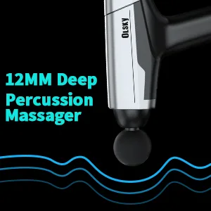 Massage Gun Deep Tissue, Handheld Electric Body Back Massager, High Percussion Muscle Massage Device for Athletes with 9 Speed & 12 Attachments Silver - Massage Gun Deep Tissue