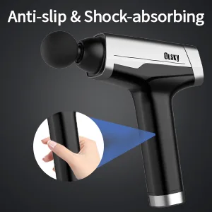 Massage Gun Deep Tissue, Handheld Electric Body Back Massager, High Percussion Muscle Massage Device for Athletes with 9 Speed & 12 Attachments Silver - Massage Gun Deep Tissue