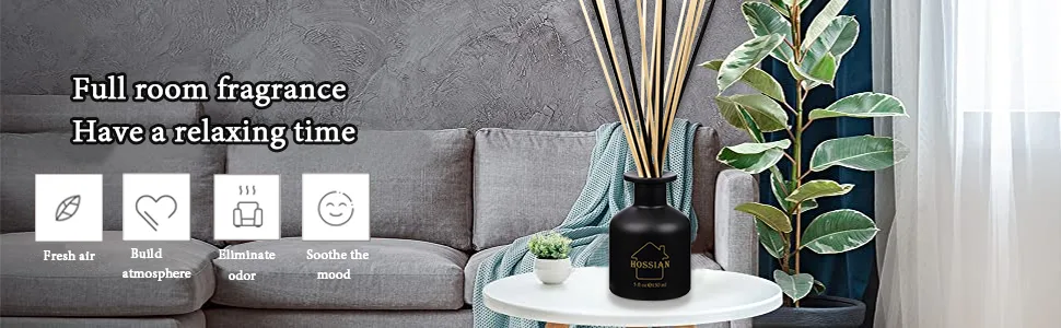 HOSSIAN Reed Diffuser Sticks - Reed diffusers-Reed Sticks -Diffuser Glass Bottles-Diffuser Refills- Natural Rattan Wood Replacement for Aroma Fragrance (10" Black and Beige) - Fiber Reed Diffuser2