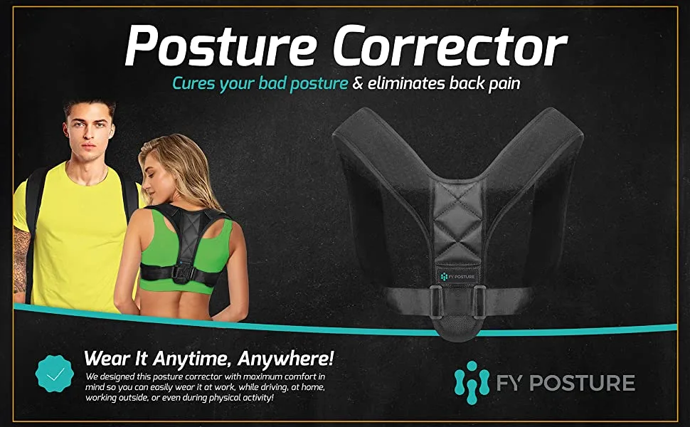 Posture Corrector for Men and Women Upper Back Brace for Clavicle Support, Adjustable Back Straightener Weekly and Providing Pain Relief Cases from Neck, Back & Shoulder Green Box One Size - F4-D1