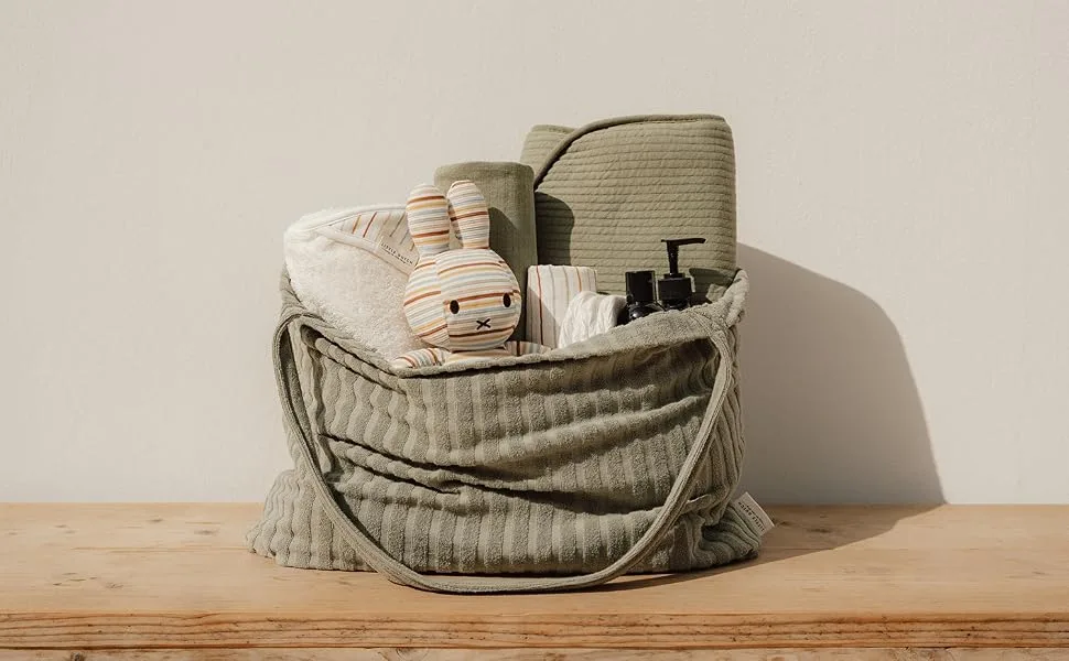 Little Dutch TE40873020 Beach bag/diaper bag terry cloth dark green - Tasche