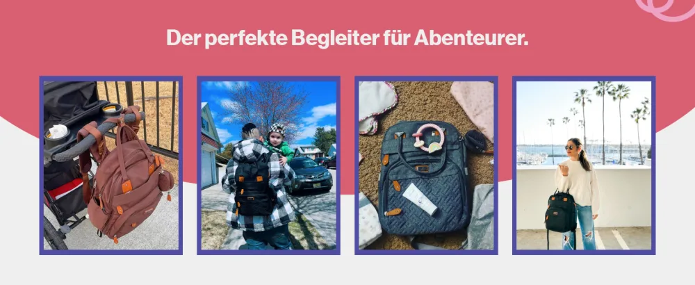 Babbleroo diaper bag Backpack Multifunctional large diaper backpack baby bag with diaper pad & stroller belt & pacifier bag stone gray & blue - Babbleroo Wide Top-Wickeltasche