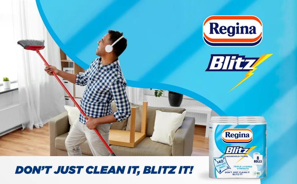 Regina Blitz Household Towel 560 Oversized Sheets Three-Ply Thickness 8 Rolls - Regina Blitz