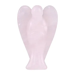 Hztyyier Natural Gemstone Carved Guardian Angel Shape Healing Crystal Stone Home Decoration Gift(Pink) - product information 2