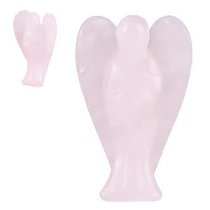 Hztyyier Natural Gemstone Carved Guardian Angel Shape Healing Crystal Stone Home Decoration Gift(Pink) - product information 3