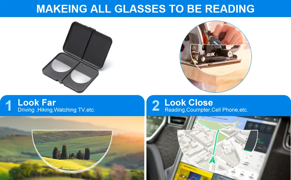 TIDE Bifocal Stick-on Reading Lenses Clear Reading Lenses with Magnification Function Cream 1 Pair 1.75 x - product information 1