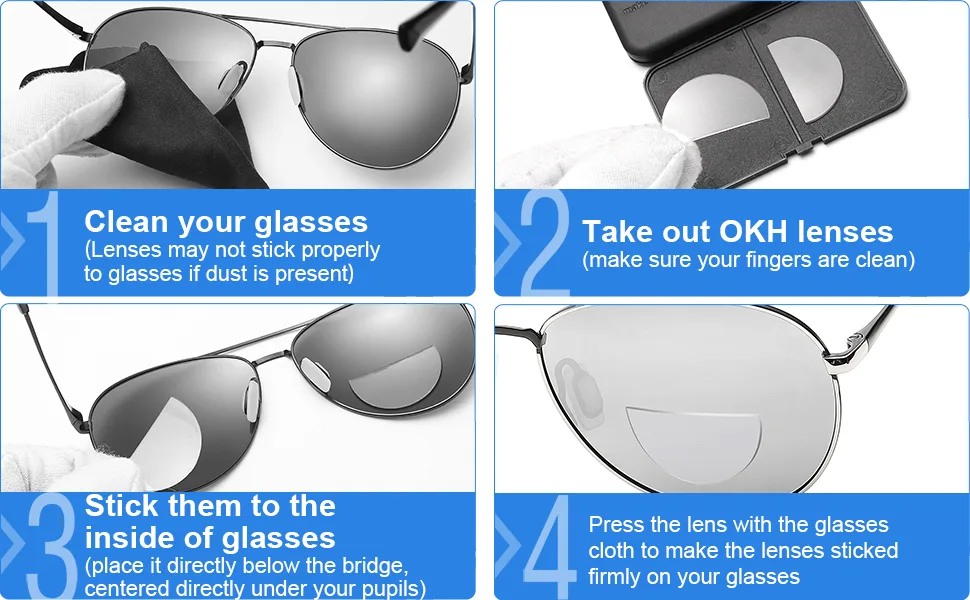 TIDE Bifocal Stick-on Reading Lenses Clear Reading Lenses with Magnification Function Cream 1 Pair 1.75 x - product information 2