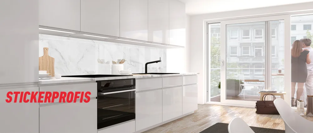 Sticker professionals kitchen back wall Self -adhesive glass optics executed - orchids ensemble - 1.8mm stiffened every surface hard pet material premium 60 x 280cm h 60 cm x W 2ch ideen ensemble - Küchenrückwand