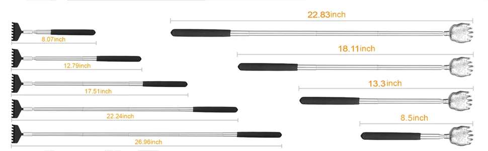 2 Pack Portable Extendable Back Scratcher - Backscratchers for Adults extendable - Metal Stainless Steel Telescoping Massage Tool with Carrying Bag (Purple) - back scratcher for men