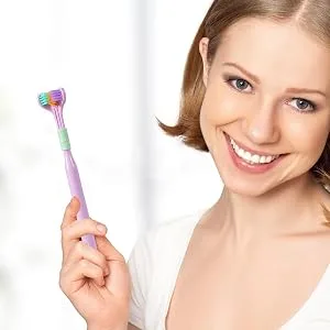 Toothbrush for special needs |Extra soft toothbrushes for tooth cleaning with three bristles |All-round cleaning brush in V-shape with non-slip handle fully enveloping LuckXing green - Umfassende Reinigung