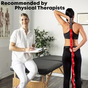 Stretching Strap with Loops for Physical Therapy, Yoga, Exercise and Flexibility - Non Elastic Fitness Stretch Band + Exercise Instructions & Carry Bag by CTRL Sports 10 Loops - Blue - quad dpt flexibility pt rehab rehabilitation
