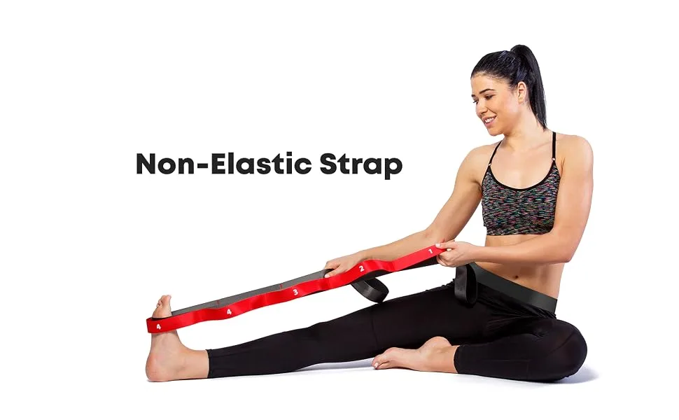 Stretching Strap with Loops for Physical Therapy, Yoga, Exercise and Flexibility - Non Elastic Fitness Stretch Band + Exercise Instructions & Carry Bag by CTRL Sports 10 Loops - Blue - yoga stretching strap physical therapy
