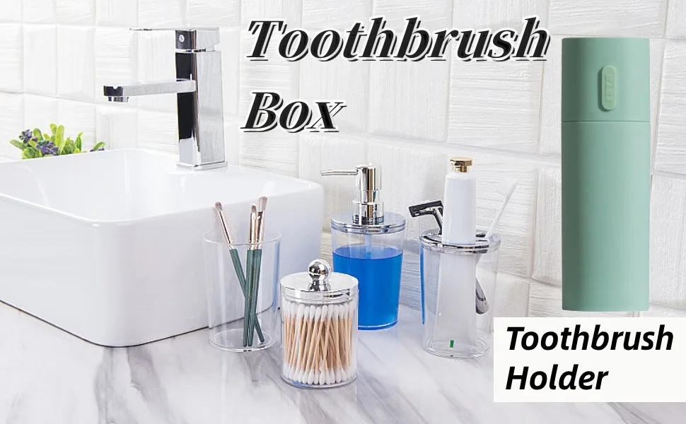Portable toothbrush holder travel toothbrush case made of plastic toothbrush toothpaste container container for travel camping at home (blue) - Portable Toothpaste Storage Box