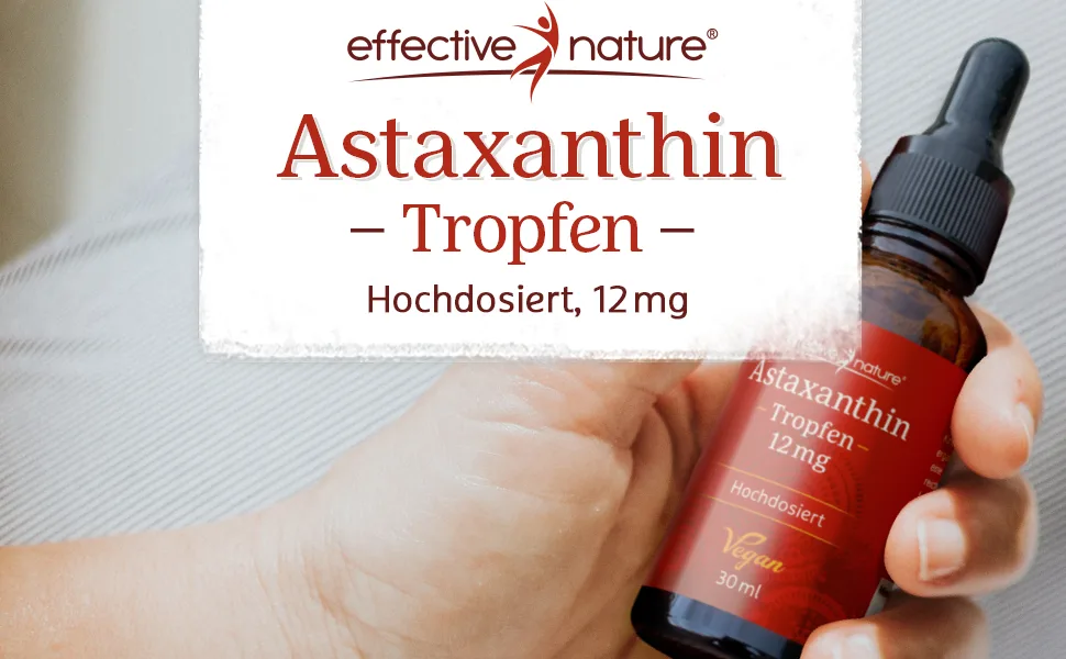 Effective Nature - High -dose Astaxanthin drops - 12 mg astaxanthin - 50 ml bottle with pipette - Astaxanthin liquid with high bioavailability - Flüssiges Astaxanthin aus Haematococcus pluvialis
