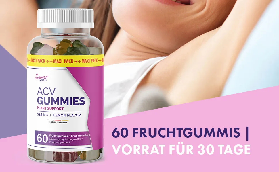 SUMMER KETO ACV GUMMIES - Gummi Bears - 60 pieces per can | SUMMER KETO Fruit Gummies | Natural Plant Flavor - 1x - Summer keto